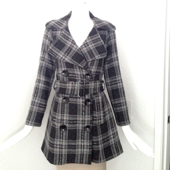 Black white gray check Coat - Picture 2 of 7